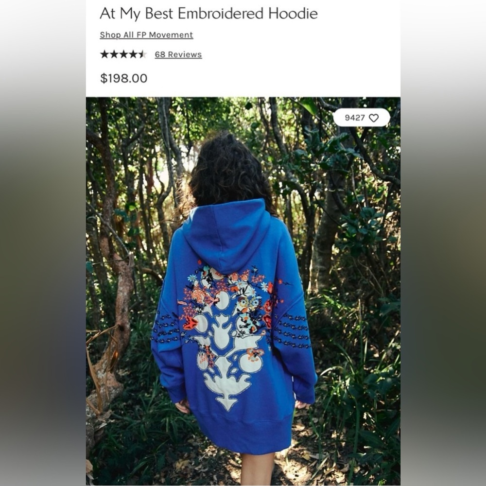 NWT Free People At My Best Embroidered Hoodie
